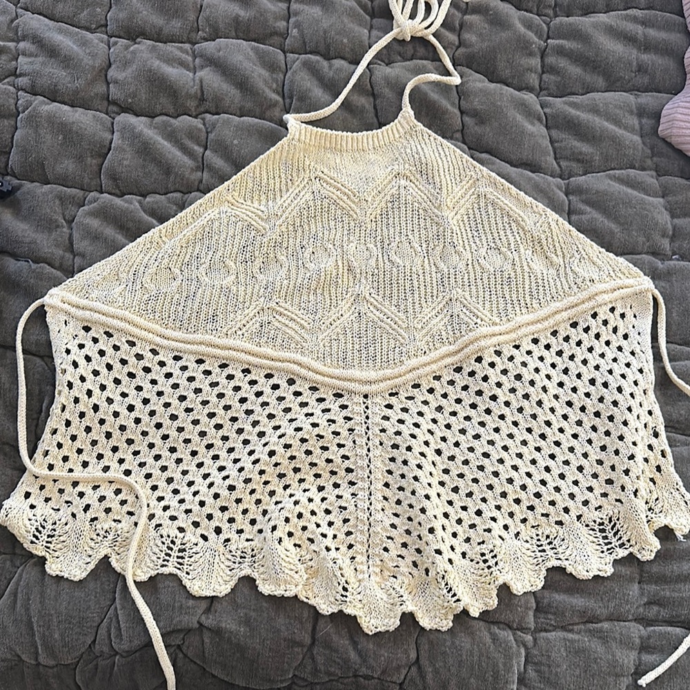 Zara Butter Crochet Halter Cover-Up - tie back